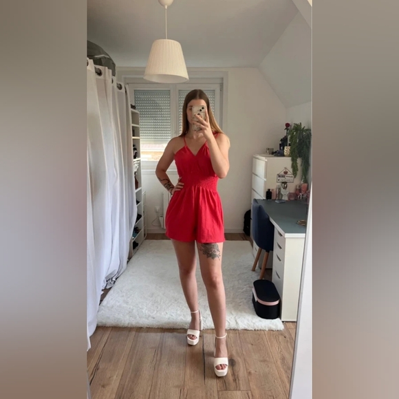 Bershka Dresses & Skirts - Bershka Vibrant Red Textured Garment